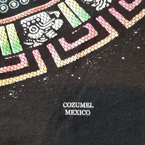 Men's Black T-Shirt with A Sprit Dog in Multiple Neon Colors. Cozumel Mexico - Picture 3 of 5